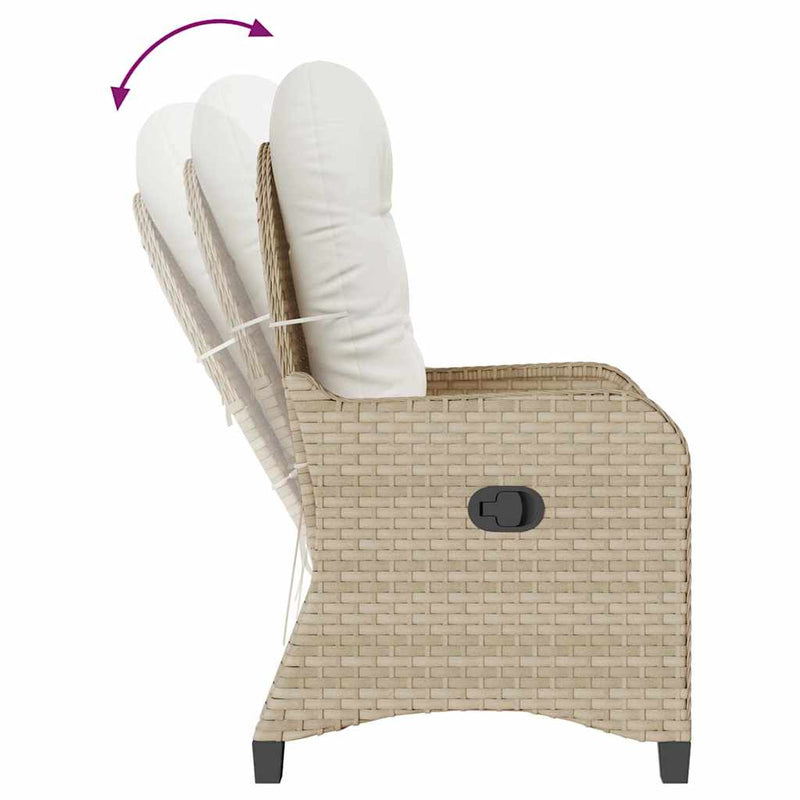 vidaXL Fotel ágy Bézs 56 x 66 x 95 cm polirattan