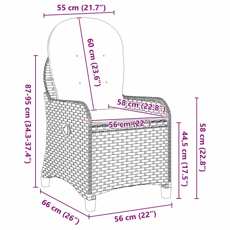vidaXL Fotel ágy Bézs 56 x 66 x 95 cm polirattan