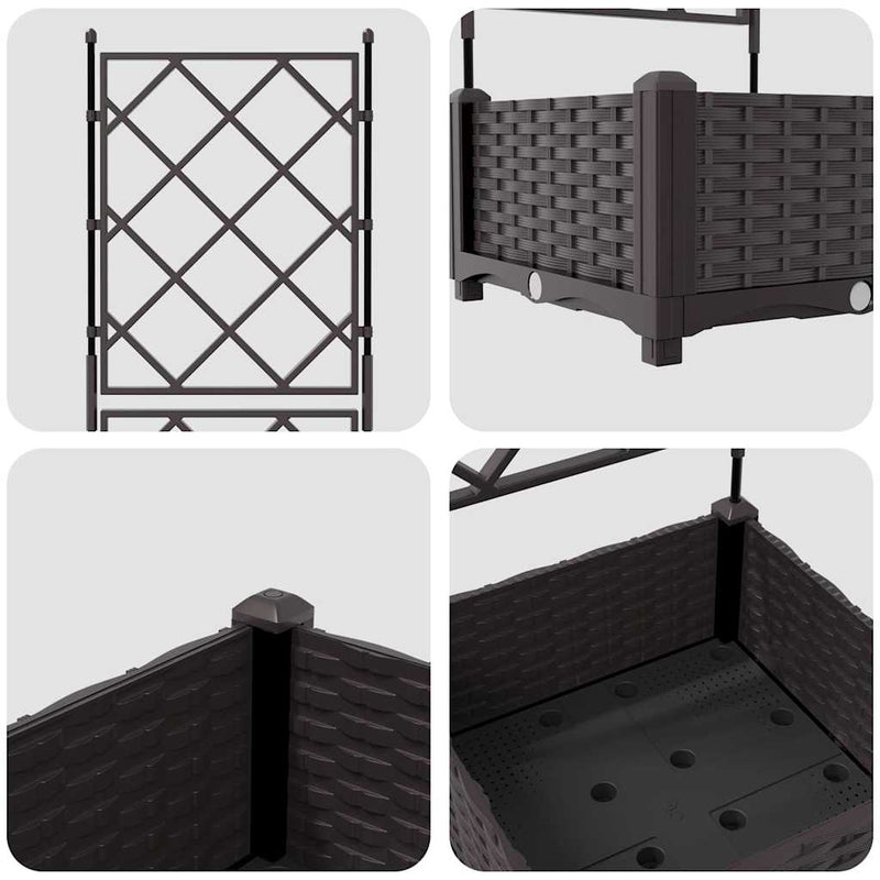 vidaXL Kertész cserép rácsos változattal Barna 40 x 40 x 125,5 cm PP