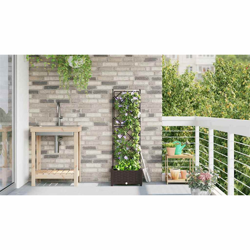 vidaXL Kertész cserép rácsos változattal Barna 40 x 40 x 125,5 cm PP