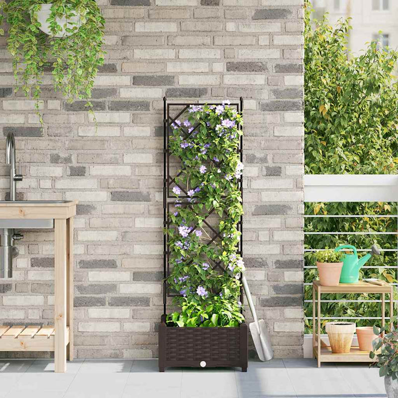 vidaXL Kertész cserép rácsos változattal Barna 40 x 40 x 125,5 cm PP