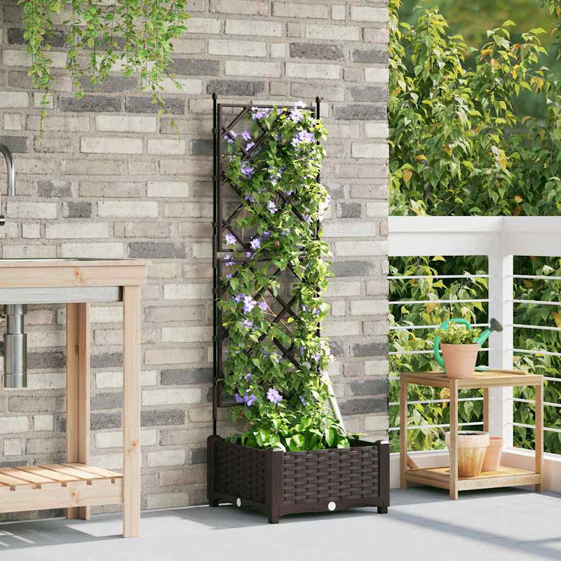 vidaXL Kertész cserép rácsos változattal Barna 40 x 40 x 125,5 cm PP