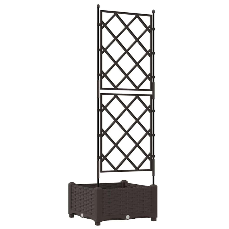 vidaXL Kertész cserép rácsos változattal Barna 40 x 40 x 125,5 cm PP