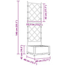 vidaXL Kertész cserép rácsos változattal Barna 40 x 40 x 125,5 cm PP