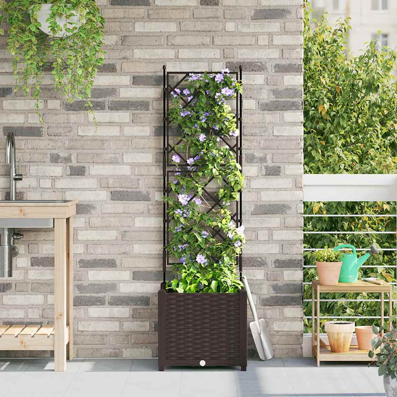 vidaXL Kertész cserép rácsos változattal Barna 40 x 40 x 143 cm PP
