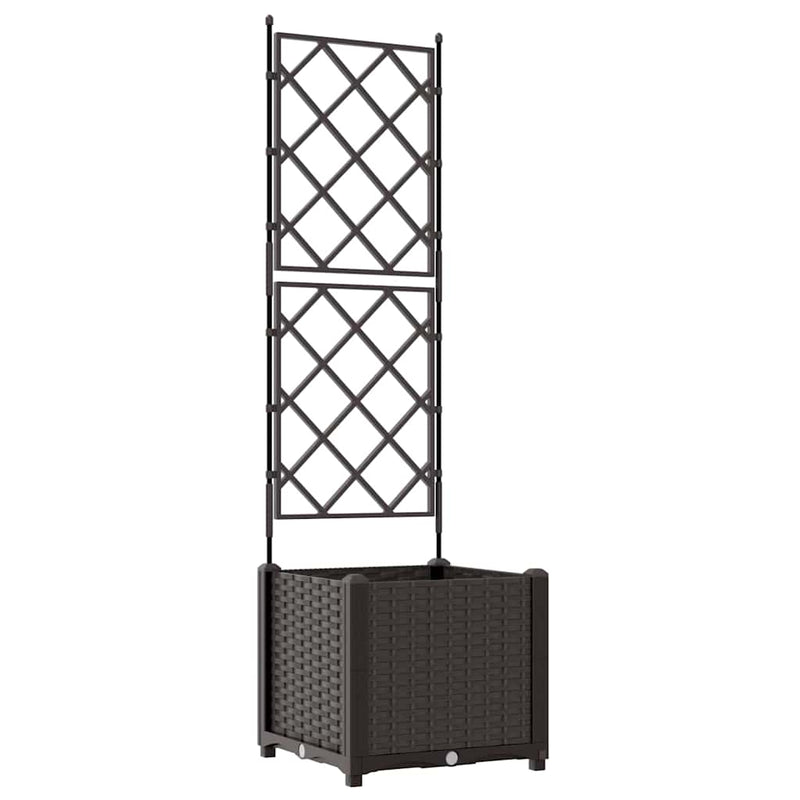 vidaXL Kertész cserép rácsos változattal Barna 40 x 40 x 143 cm PP