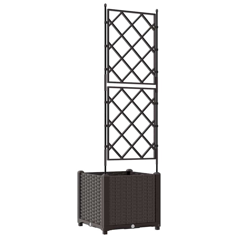 vidaXL Kertész cserép rácsos változattal Barna 40 x 40 x 143 cm PP