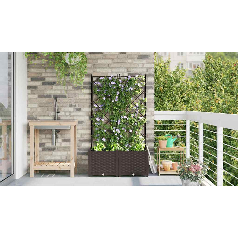 vidaXL Kertész cserép rácsos változattal 2 pcs Barna 80 x 40 x 143 cm