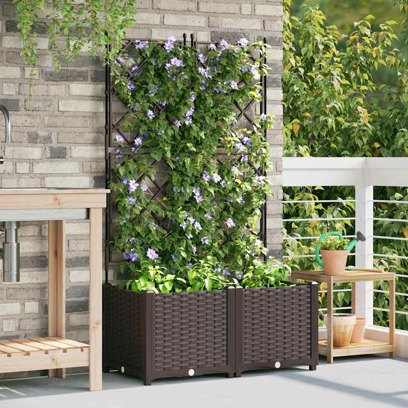 vidaXL Kertész cserép rácsos változattal 2 pcs Barna 80 x 40 x 143 cm