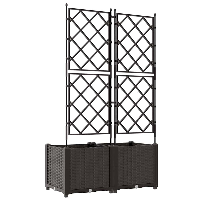 vidaXL Kertész cserép rácsos változattal 2 pcs Barna 80 x 40 x 143 cm