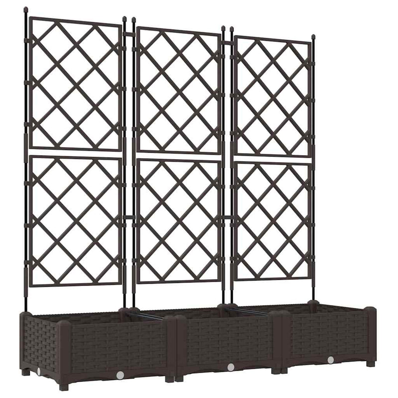 vidaXL Kertész cserép rácsos változattal 3 pcs Barna