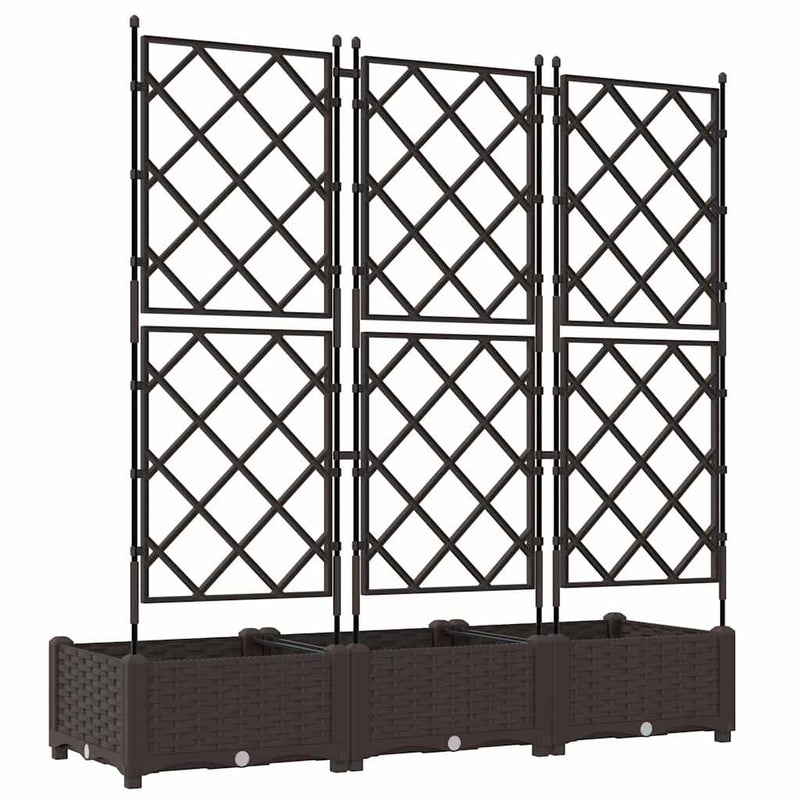 vidaXL Kertész cserép rácsos változattal 3 pcs Barna