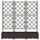 vidaXL Kertész cserép rácsos változattal 3 pcs Barna