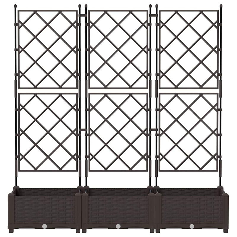 vidaXL Kertész cserép rácsos változattal 3 pcs Barna