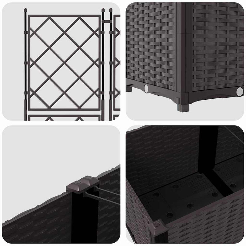 vidaXL Kertész cserép rácsos változattal 3 pcs Barna 120 x 40 x 143 cm