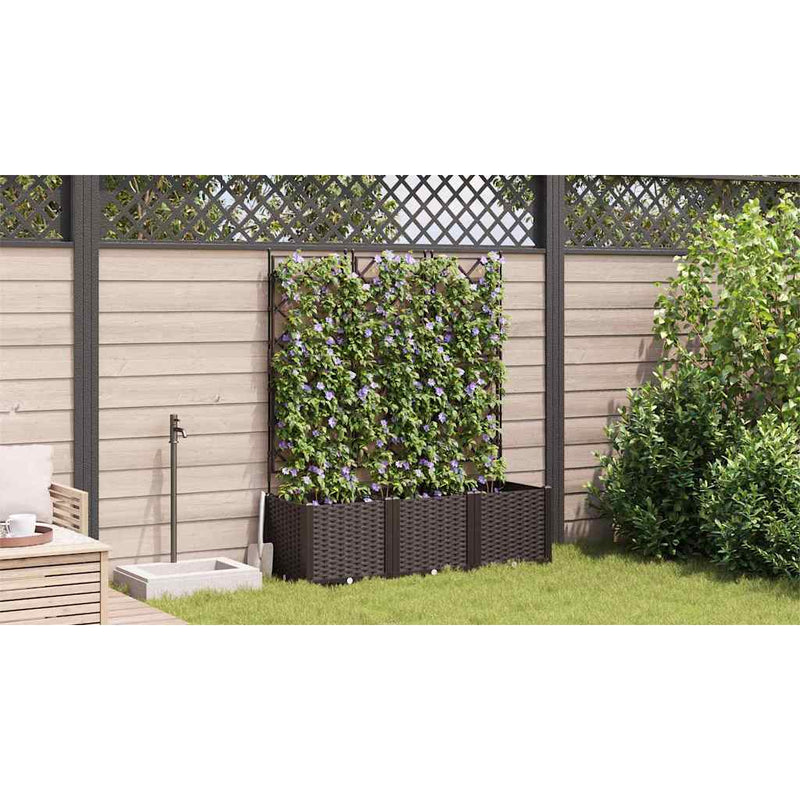 vidaXL Kertész cserép rácsos változattal 3 pcs Barna 120 x 40 x 143 cm