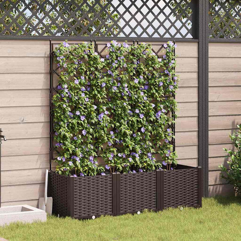 vidaXL Kertész cserép rácsos változattal 3 pcs Barna 120 x 40 x 143 cm