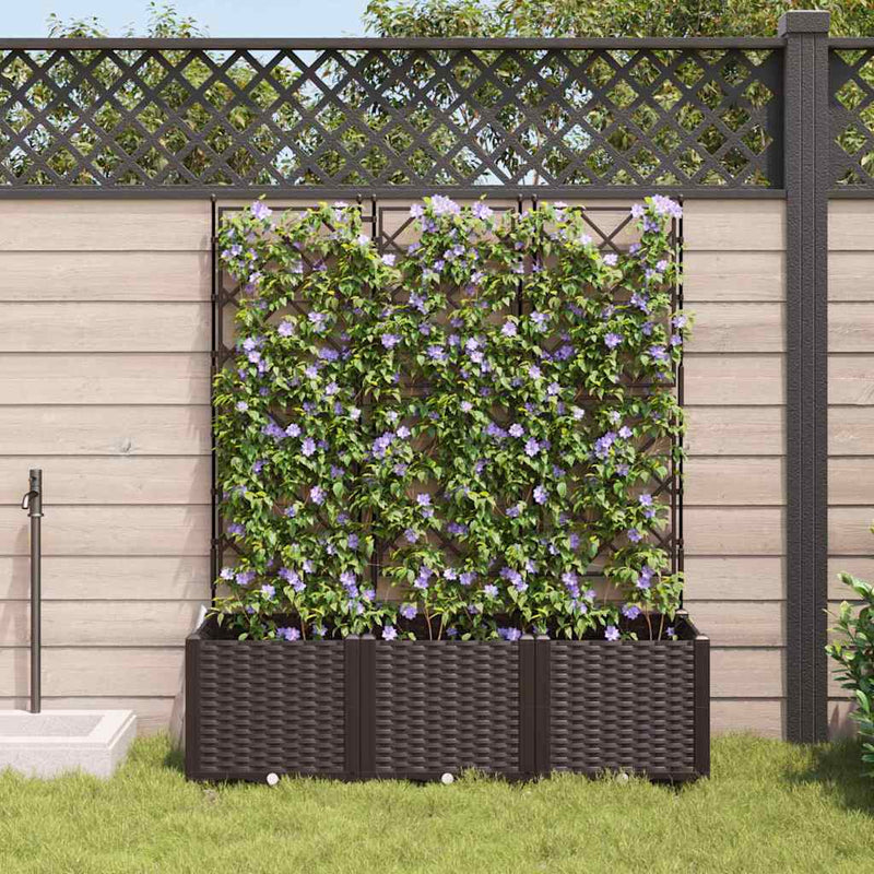 vidaXL Kertész cserép rácsos változattal 3 pcs Barna 120 x 40 x 143 cm