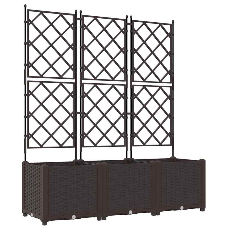 vidaXL Kertész cserép rácsos változattal 3 pcs Barna 120 x 40 x 143 cm
