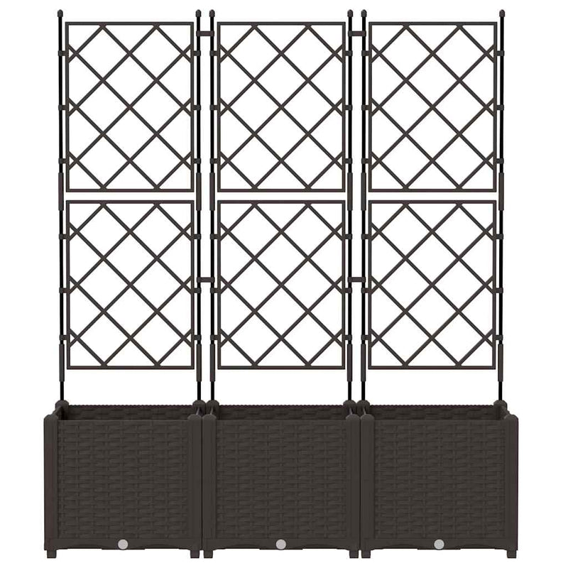 vidaXL Kertész cserép rácsos változattal 3 pcs Barna 120 x 40 x 143 cm
