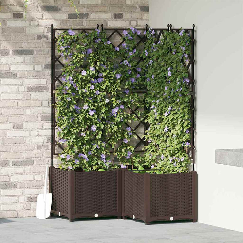 vidaXL Kertész cserép rácsos változattal 3 pcs Barna 80 x 80 x 143 cm