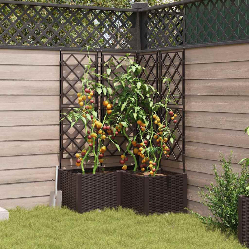vidaXL Kertész cserép rácsos változattal 3 pcs Barna 80 x 80 x 143 cm