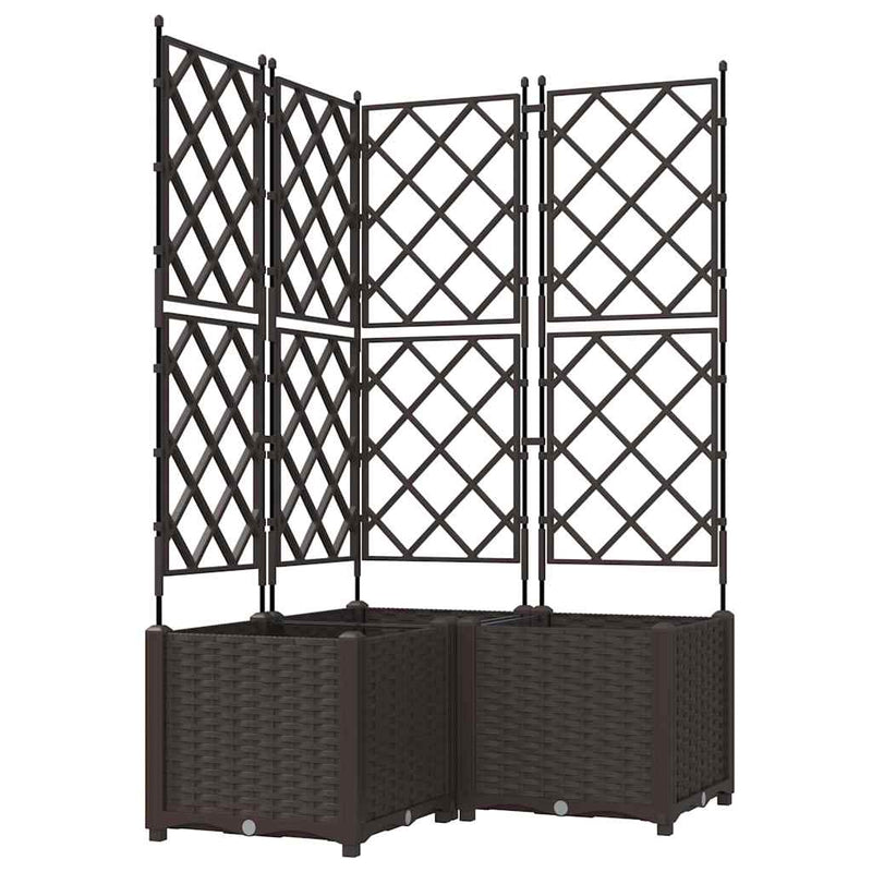 vidaXL Kertész cserép rácsos változattal 3 pcs Barna 80 x 80 x 143 cm