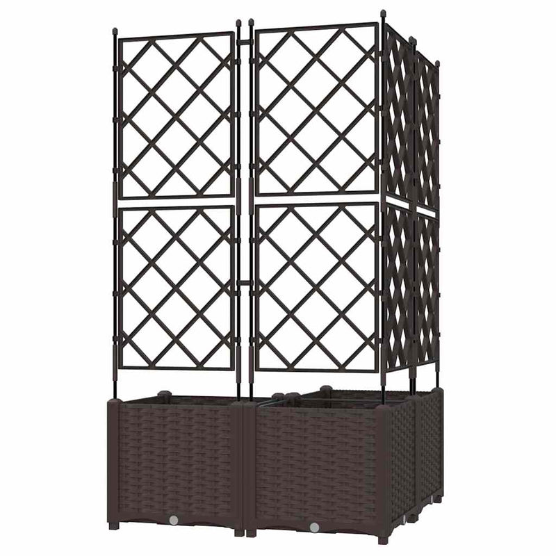 vidaXL Kertész cserép rácsos változattal 3 pcs Barna 80 x 80 x 143 cm