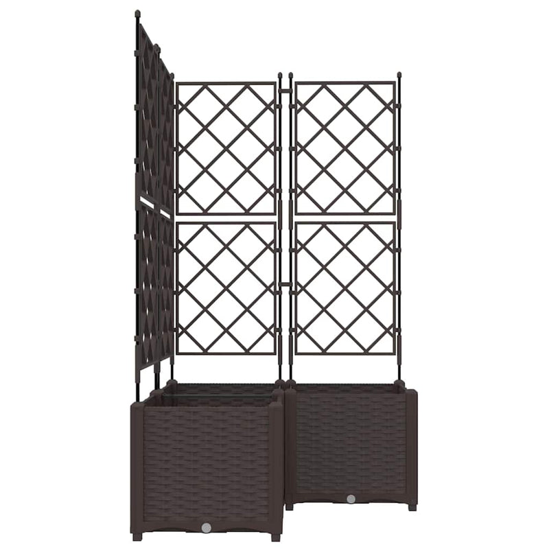vidaXL Kertész cserép rácsos változattal 3 pcs Barna 80 x 80 x 143 cm
