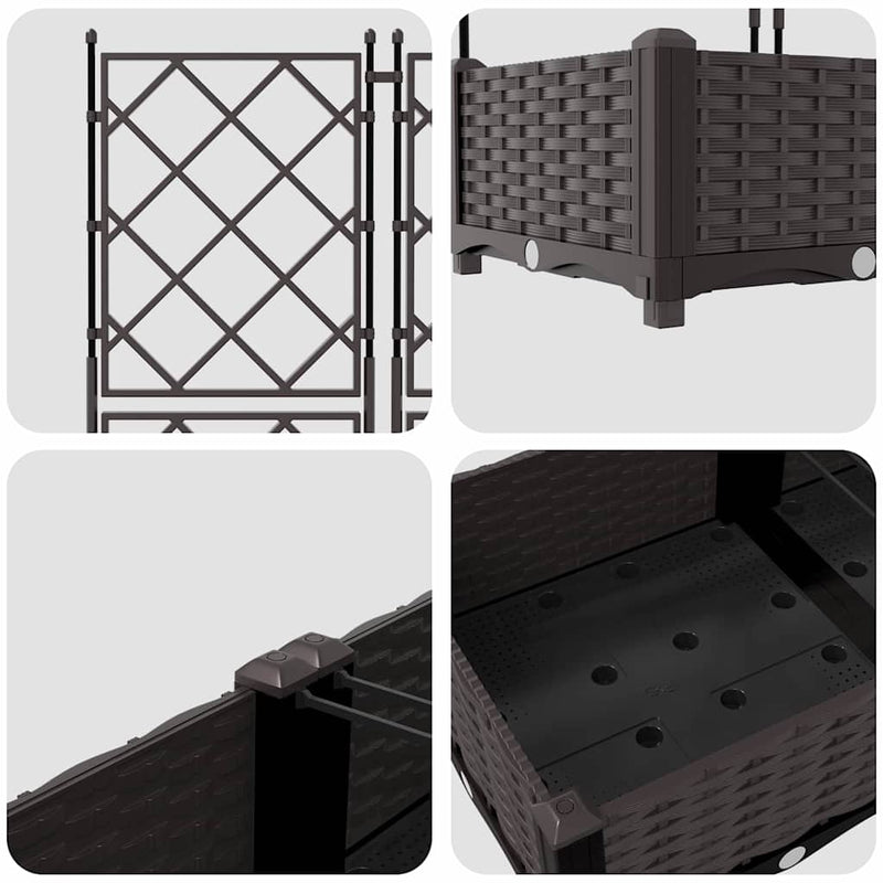 vidaXL Kertész cserép rácsos változattal 5 pcs Barna