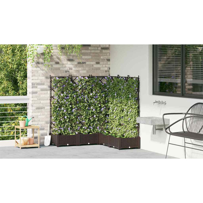 vidaXL Kertész cserép rácsos változattal 5 pcs Barna