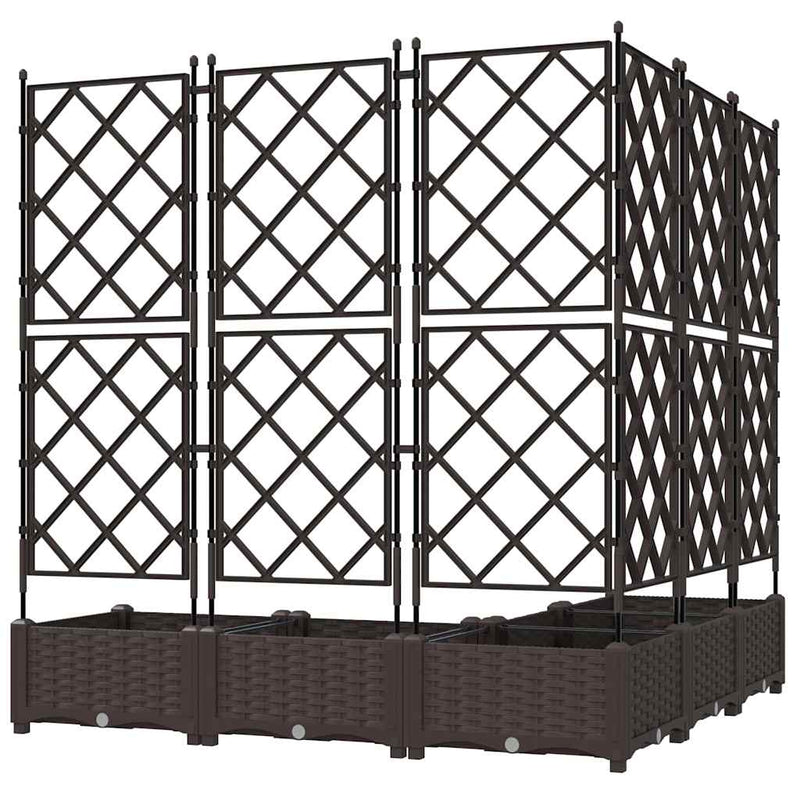 vidaXL Kertész cserép rácsos változattal 5 pcs Barna