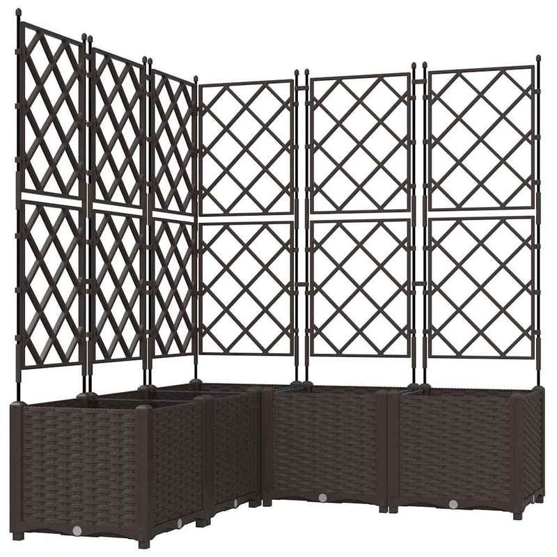 vidaXL Kertész cserép rácsos változattal 5 pcs Barna