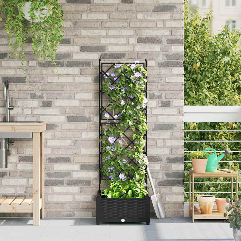 vidaXL Kertész cserép rácsos változattal Fekete 40 x 40 x 125,5 cm PP