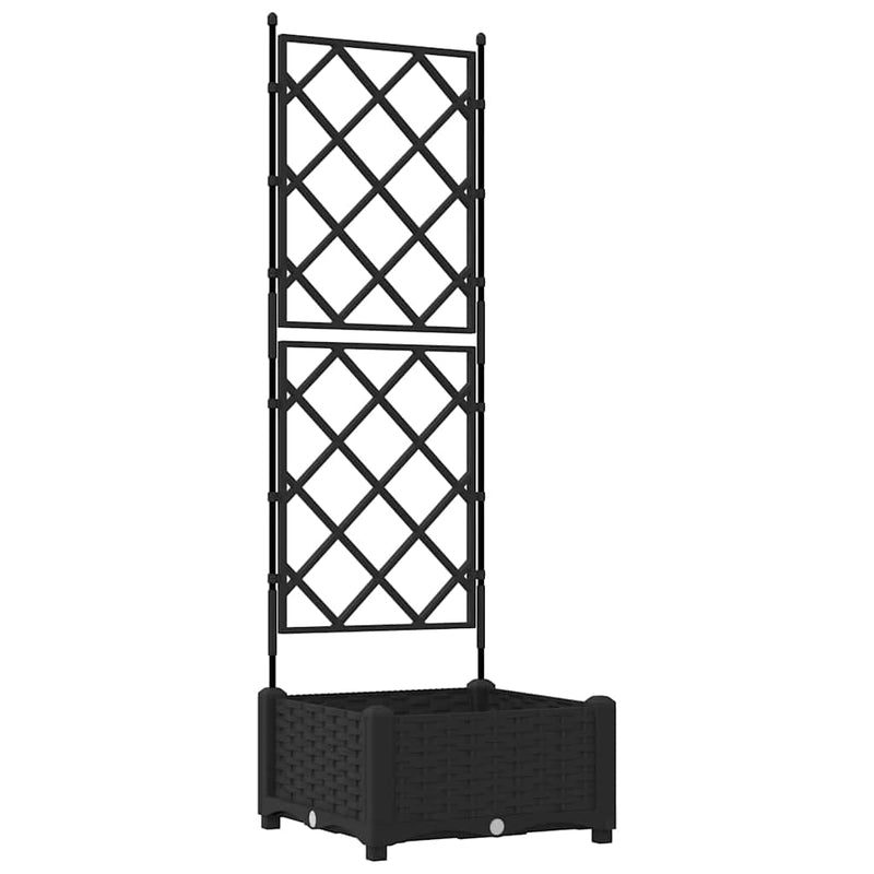 vidaXL Kertész cserép rácsos változattal Fekete 40 x 40 x 125,5 cm PP