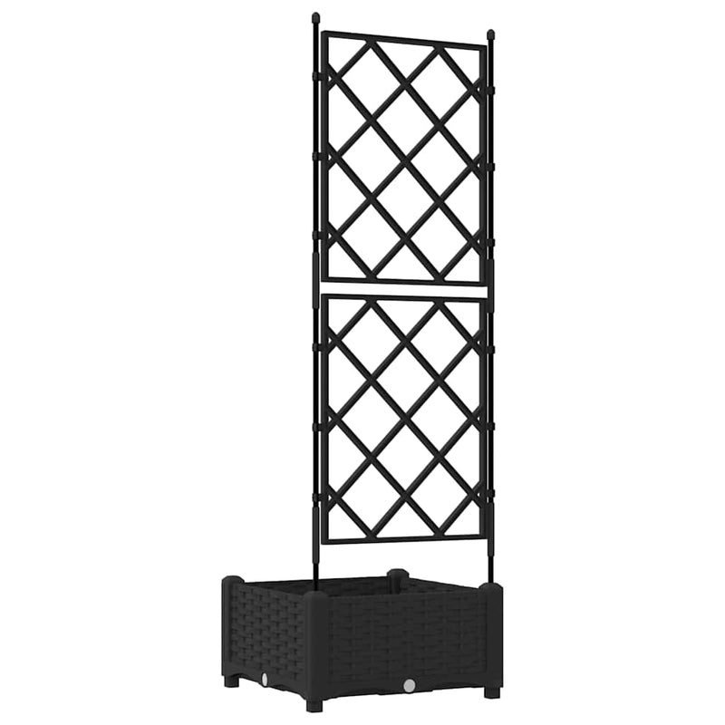 vidaXL Kertész cserép rácsos változattal Fekete 40 x 40 x 125,5 cm PP