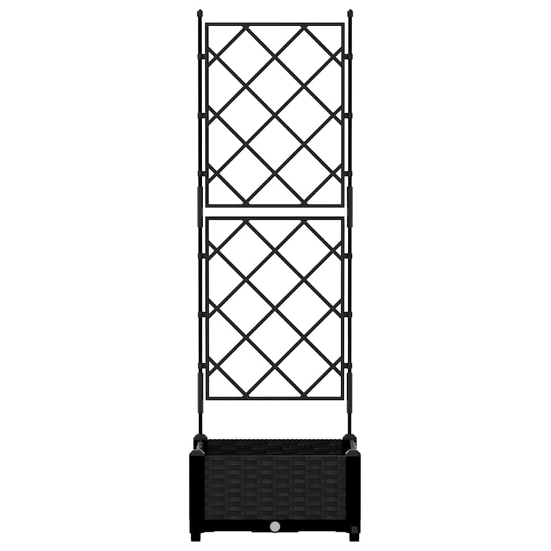 vidaXL Kertész cserép rácsos változattal Fekete 40 x 40 x 125,5 cm PP