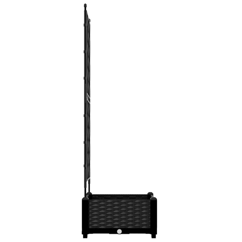 vidaXL Kertész cserép rácsos változattal Fekete 40 x 40 x 125,5 cm PP