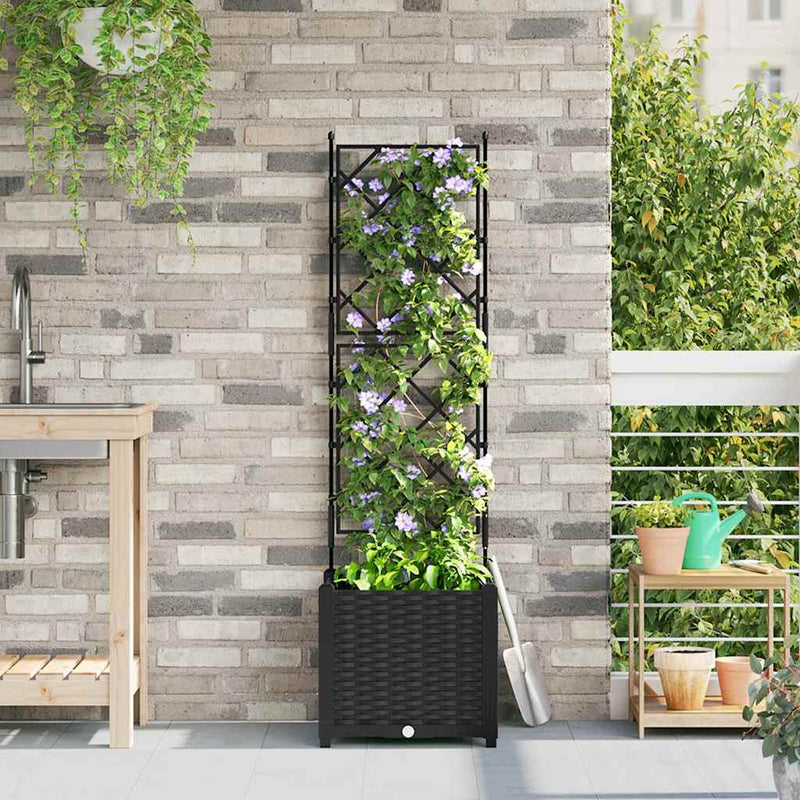 vidaXL Kertész cserép rácsos változattal Fekete 40 x 40 x 143 cm PP