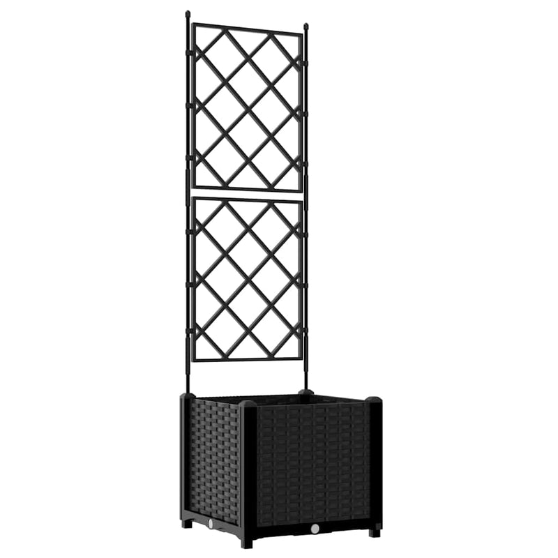 vidaXL Kertész cserép rácsos változattal Fekete 40 x 40 x 143 cm PP
