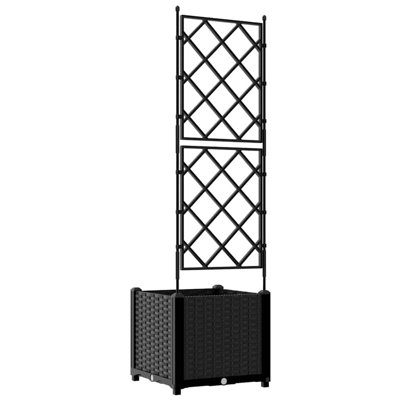 vidaXL Kertész cserép rácsos változattal Fekete 40 x 40 x 143 cm PP