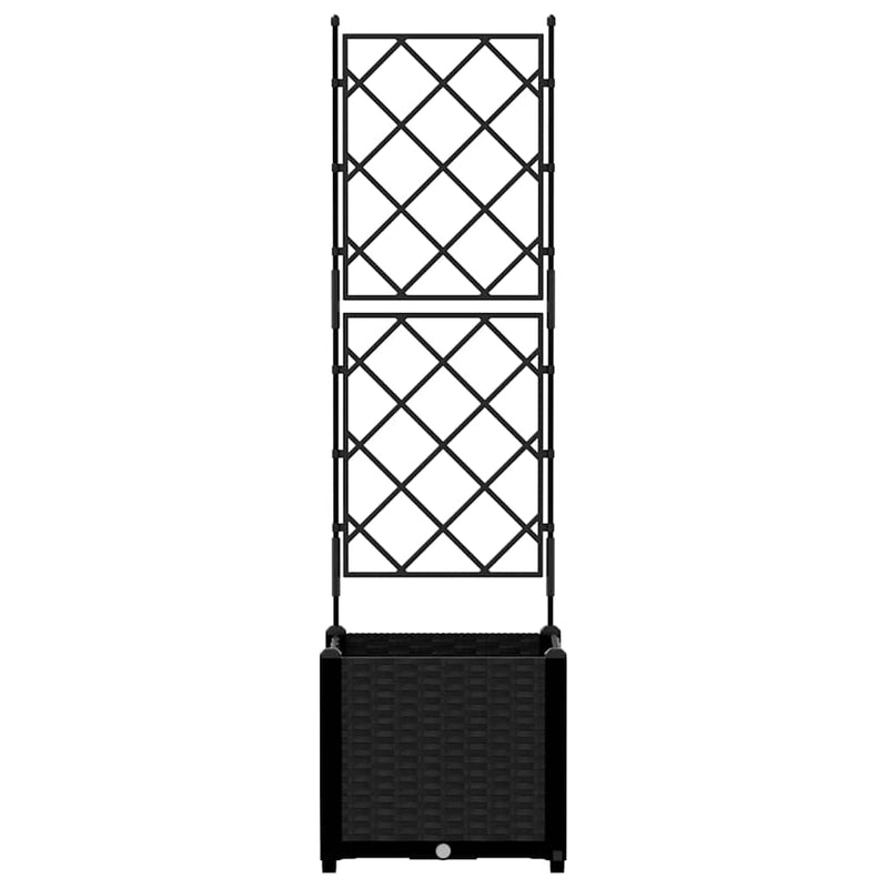 vidaXL Kertész cserép rácsos változattal Fekete 40 x 40 x 143 cm PP