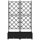 vidaXL Kertész cserép rácsos változattal 2 pcs Fekete