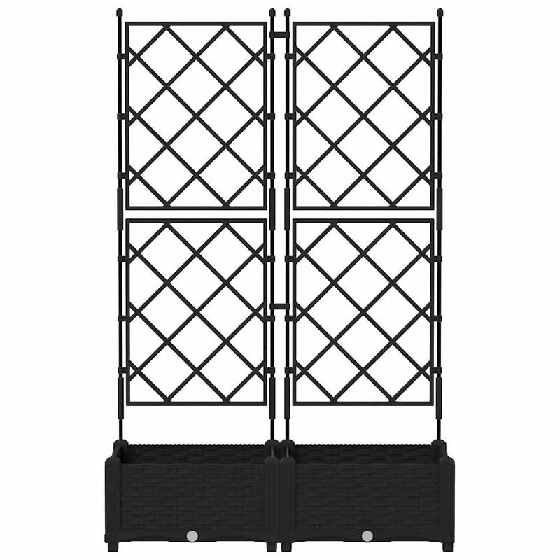 vidaXL Kertész cserép rácsos változattal 2 pcs Fekete