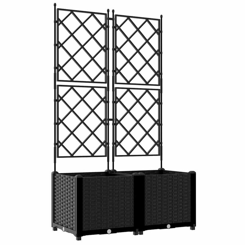 vidaXL Kertész cserép rácsos változattal 2 pcs Fekete 80 x 40 x 143 cm