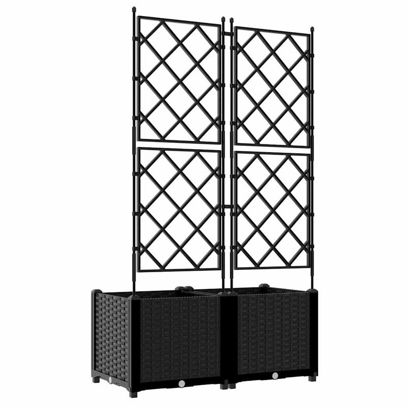 vidaXL Kertész cserép rácsos változattal 2 pcs Fekete 80 x 40 x 143 cm
