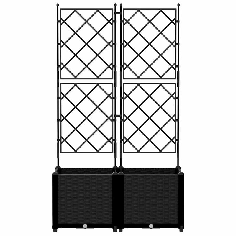 vidaXL Kertész cserép rácsos változattal 2 pcs Fekete 80 x 40 x 143 cm