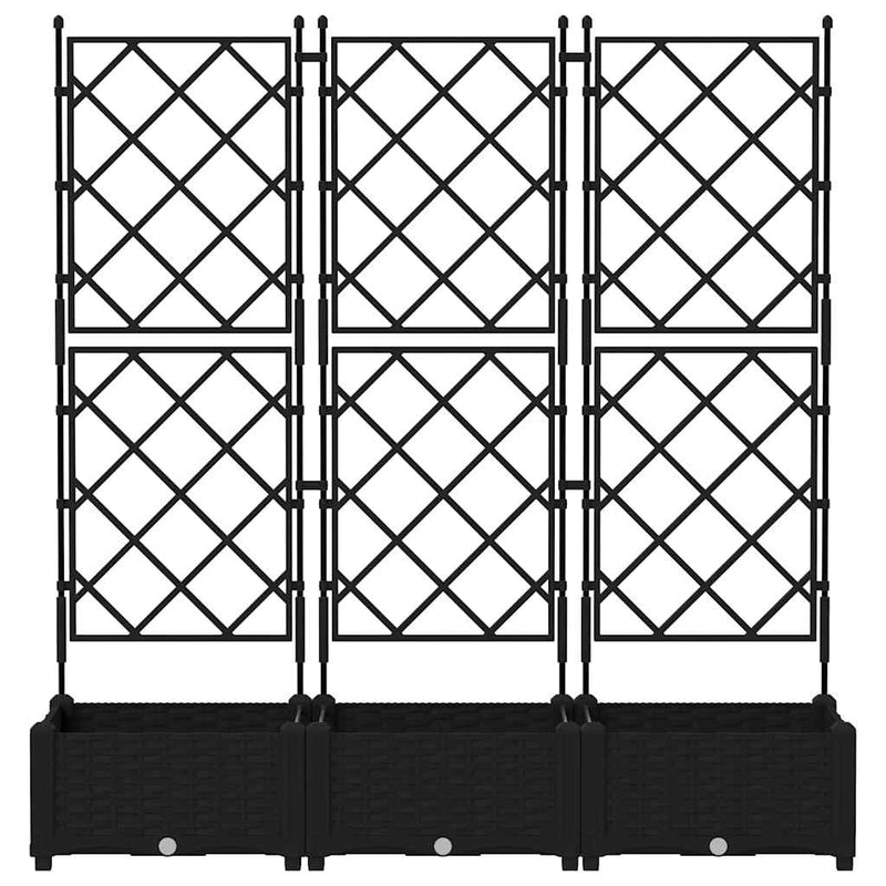 vidaXL Kertész cserép rácsos változattal 3 pcs Fekete