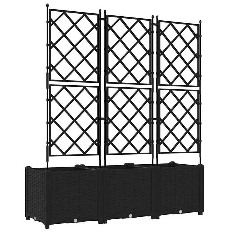 vidaXL Kertész cserép rácsos változattal 3 pcs Fekete
