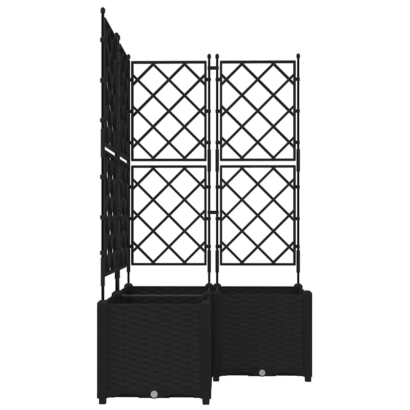 vidaXL Kertész cserép rácsos változattal 3 pcs Fekete 80 x 80 x 143 cm
